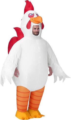 أزياء Spooktacular Creations للبالغين قابلة للنفخ، زي الهالوين للديك، أزياء الدجاج الأبيض المنفجر لكامل الجسم لحفلات الهالوين التنكرية تحت عنوان in Saudi Arabia