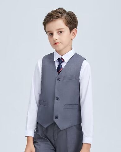 سترة بدلة للأولاد مع ربطة عنق وربطة عنق للأطفال تناسب الصبي مجموعة سترة بشريط خلفي قابل للتعديل in Kuwait