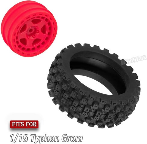RC Wheels and Tires for 1/18 Typhon Grom,4PCS RC Tires Wheels,Red in Saudi Arabia