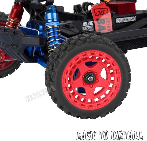RC Wheels and Tires for 1/18 Typhon Grom,4PCS RC Tires Wheels,Red in Saudi Arabia