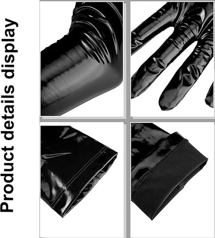 Shiny Black Leather Gloves Long for Women Stylish Punk Style Leather Long Gloves for Party Versatile and Stretchable in Saudi Arabia