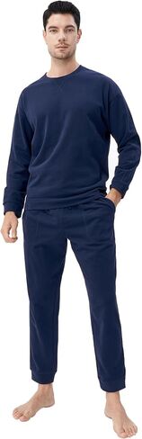 DAVID ARCHY Men's Pajamas Set Soft Cotton Polyester Pajama For Men Long Sleeve Top & Bottoms Lounge Set with Pockets in Kuwait