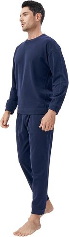 DAVID ARCHY Men's Pajamas Set Soft Cotton Polyester Pajama For Men Long Sleeve Top & Bottoms Lounge Set with Pockets in Kuwait