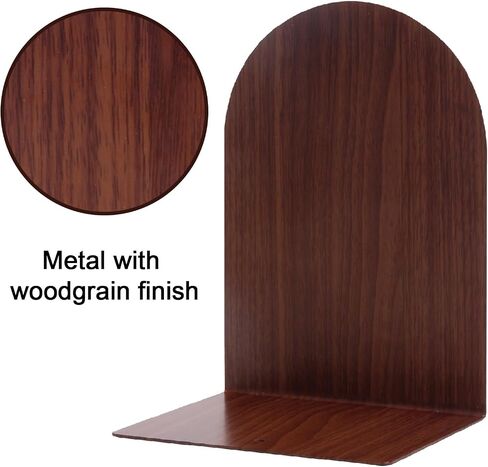 Wood Grain Design Modern Bookends for Shelves, Non-Skid Book Holder, Heavy Duty Metal Storage for Books/CDs,Small - Decorative Bookends Book Shelf Organizer, 7 x 4 x 5", Walnut(2 Pieces) in Saudi Arabia