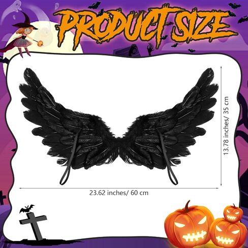 Jenaai 2 Pieces Halloween Angel Wings Feather Wings with Elastic Straps Cosplay Wings for Halloween Costume Party Women in Saudi Arabia