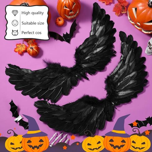 Jenaai 2 Pieces Halloween Angel Wings Feather Wings with Elastic Straps Cosplay Wings for Halloween Costume Party Women in Saudi Arabia