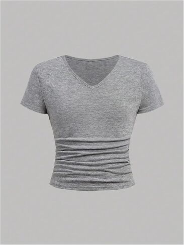 تي شيرت للفتيات من SOLY HUX مكون من 3 قطع صيفية مكشكشة وأكمام قصيرة ورقبة على شكل حرف V تي شيرت أساسي مناسب ملابس لطيفة in Kuwait