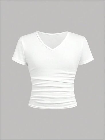 تي شيرت للفتيات من SOLY HUX مكون من 3 قطع صيفية مكشكشة وأكمام قصيرة ورقبة على شكل حرف V تي شيرت أساسي مناسب ملابس لطيفة in Kuwait