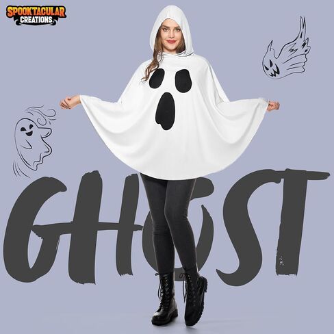 Spooktacular Creations Women White Ghost Costume, Poncho Costumes for Women, Adult Halloween Costumes Role Play in Saudi Arabia