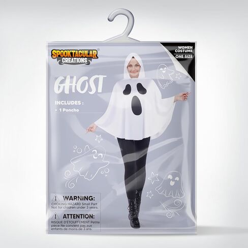Spooktacular Creations Women White Ghost Costume, Poncho Costumes for Women, Adult Halloween Costumes Role Play in Saudi Arabia