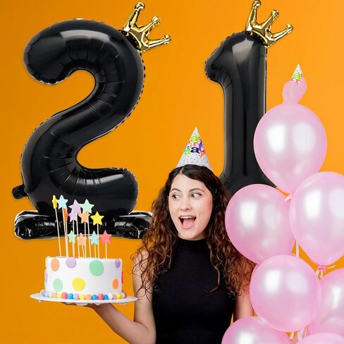 Standing Black Number 1 Balloon with Crown For Kids 1st Birthday Party Decoration, 40 Inch Number 1 Balloon in Kuwait