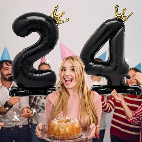 Standing Black Number 1 Balloon with Crown For Kids 1st Birthday Party Decoration, 40 Inch Number 1 Balloon in Kuwait