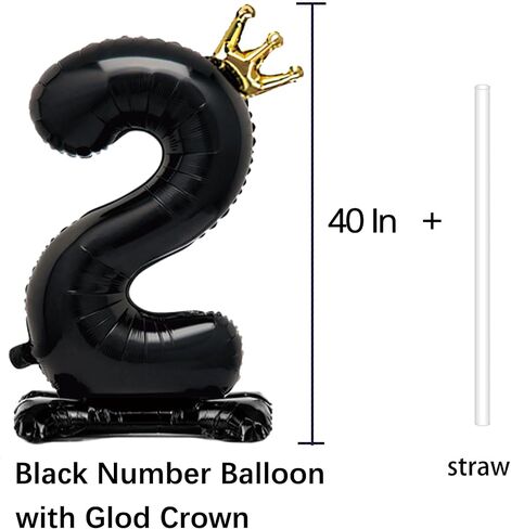 Standing Black Number 1 Balloon with Crown For Kids 1st Birthday Party Decoration, 40 Inch Number 1 Balloon in Kuwait