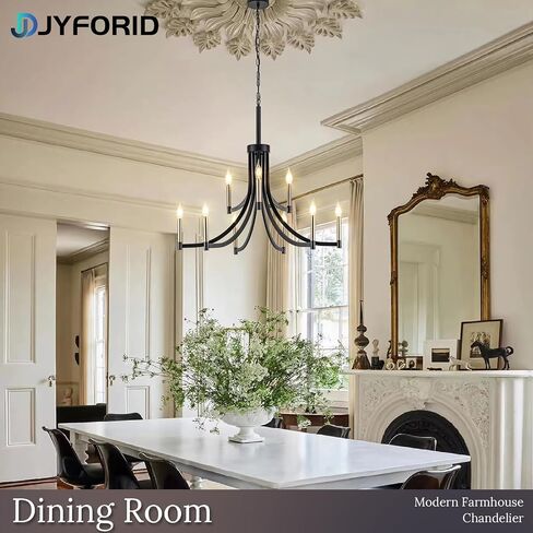 9-Light Modern Chandelier Black and Gold Chandeliers Farmhouse Pendant Light Fixture Candle Chandelier for Dining Room Living Room Entryway Foyer Kitchen in Kuwait