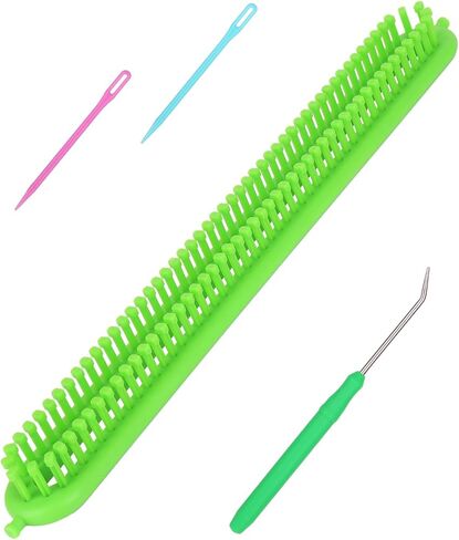 Aeelike Long Knitting Loom, Knitting Loom Kit Including Adjustable Knitting Loom 47cm (18.5'') Plastic Needle and Hook, Easy Knitting Loom for Beginner Kid to Making Scarves Sweaters Hat, Yellow in Saudi Arabia