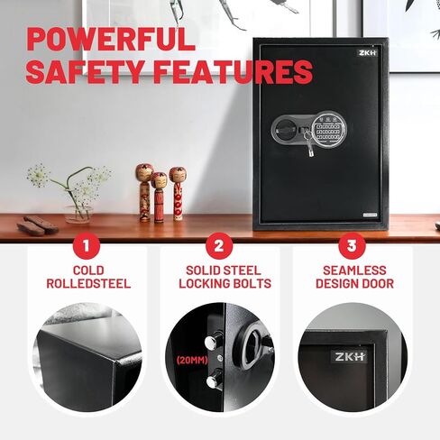 ZKH Safe Box, 1.9 Cubic Feet Money Safes with Digital Keypad Lock and Removable Shelf, Security Home Safe for Money, Documents, Jewelry, Valuables in Saudi Arabia