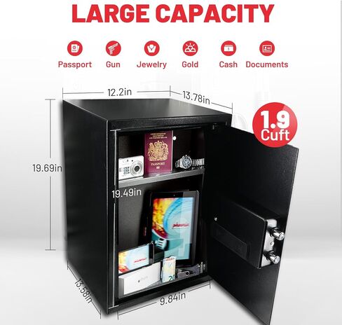 ZKH Safe Box, 1.9 Cubic Feet Money Safes with Digital Keypad Lock and Removable Shelf, Security Home Safe for Money, Documents, Jewelry, Valuables in Saudi Arabia