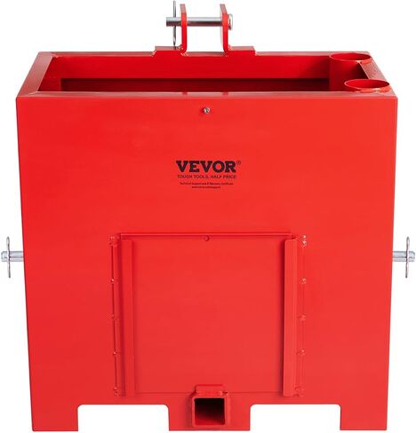 VEVOR Ballast Box 3 Point Category 1 Tractor 800lbs Capacity, Standard 2'' Hitch Receiver, with 5cu.ft Volume, Heavy-Duty Steel, Red in Saudi Arabia