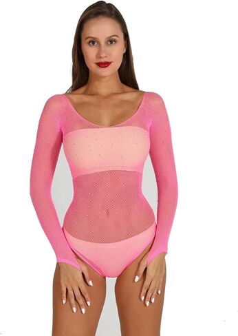 المرأة مثير شبكة صيد السمك ارتداءها حجر الراين فستان شبكي البريق حزام تمتد قميص نوم الماس Bodystocking للنساء in Kuwait
