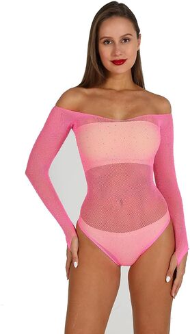المرأة مثير شبكة صيد السمك ارتداءها حجر الراين فستان شبكي البريق حزام تمتد قميص نوم الماس Bodystocking للنساء in Kuwait