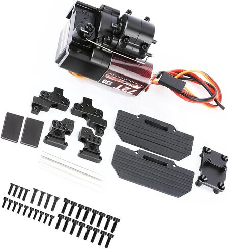 RCAWD SCX24 2 Two Speed Transmission Gearbox & 130 Motor & Shock Tower & Skid Plate for Axial 1/24 SCX24 AX24 Upgrades Part Black in Saudi Arabia