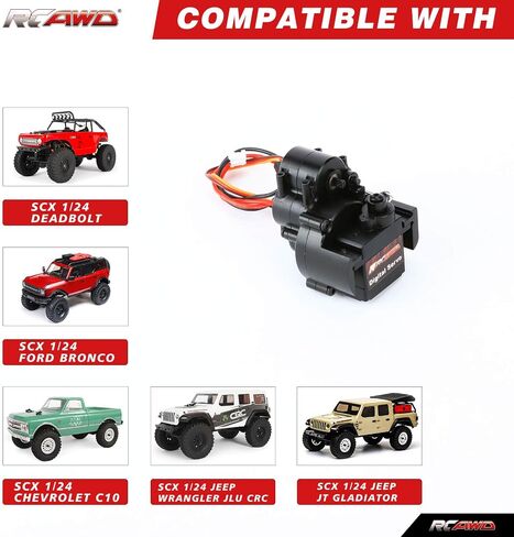 RCAWD SCX24 2 Two Speed Transmission Gearbox & 130 Motor & Shock Tower & Skid Plate for Axial 1/24 SCX24 AX24 Upgrades Part Black in Saudi Arabia