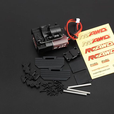 RCAWD SCX24 2 Two Speed Transmission Gearbox & 130 Motor & Shock Tower & Skid Plate for Axial 1/24 SCX24 AX24 Upgrades Part Black in Saudi Arabia