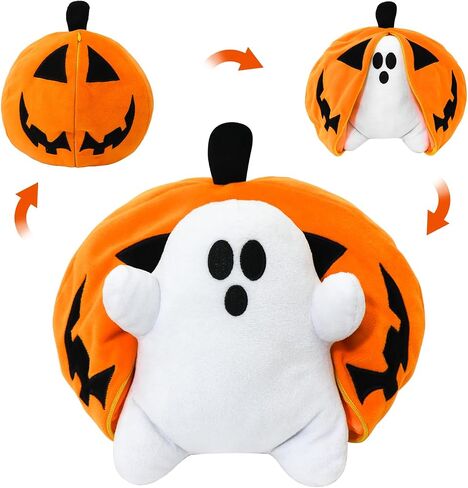 Halloween Pumpkin Ghost Plush Toy with Zipper – Cute Jack-o’-Lantern Ghost Pillow Decoration – Soft and Cuddly for Boys and Girls Plush Toy in Saudi Arabia