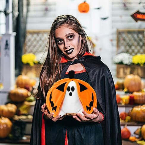 Halloween Pumpkin Ghost Plush Toy with Zipper – Cute Jack-o’-Lantern Ghost Pillow Decoration – Soft and Cuddly for Boys and Girls Plush Toy in Saudi Arabia