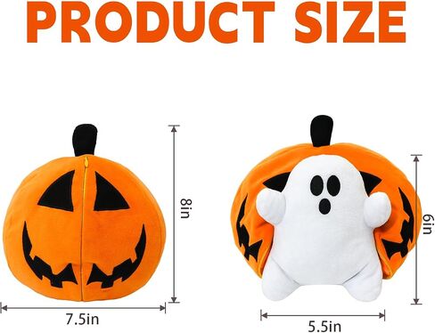 Halloween Pumpkin Ghost Plush Toy with Zipper – Cute Jack-o’-Lantern Ghost Pillow Decoration – Soft and Cuddly for Boys and Girls Plush Toy in Saudi Arabia