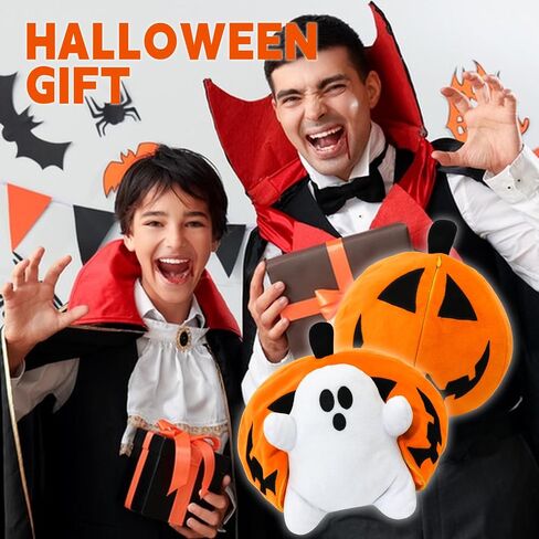 Halloween Pumpkin Ghost Plush Toy with Zipper – Cute Jack-o’-Lantern Ghost Pillow Decoration – Soft and Cuddly for Boys and Girls Plush Toy in Saudi Arabia