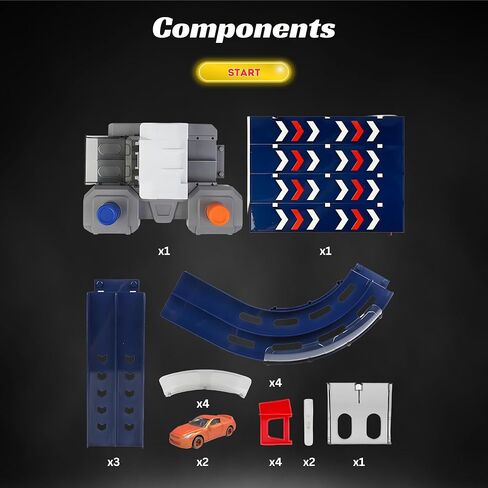 PlenPLAY 2-Player Racing Track Set - 10-Ft Button-Powered Track with Speed Control, Corner Barriers & Two Die-Cast 1/64 Scale Cars - Ultimate Fun for Kids 3+ in Kuwait