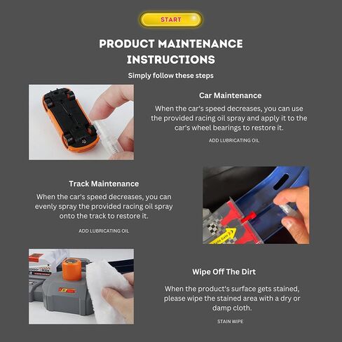 PlenPLAY 2-Player Racing Track Set - 10-Ft Button-Powered Track with Speed Control, Corner Barriers & Two Die-Cast 1/64 Scale Cars - Ultimate Fun for Kids 3+ in Kuwait