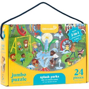 Upbounders- Splash Park Double Sided - Beginner Kids Puzzle - 24 Large Pieces - Beautifully Illustrated Multicultural Floor Puzzle for Toddlers, Ages 3-5