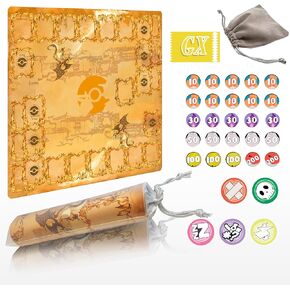 Playmat for Pokemon Trading Card Game - بساط تدريب لاعبين للعبة مع 31 قطعة عدادات للأضرار (كبيرة، صفراء)
