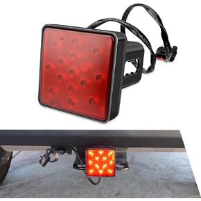 1 PC Brake Light Trailer Hitch Cover, Car Lens Square Reverse LED Tail Light, Car Exterior Light Accessories, Universal for Most Cars (Black)