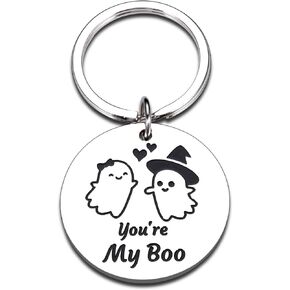 GGOJAGST Funny Halloween Boo Baskets Gift for Her Him Spooky Basket Stuffers Boo Keychain for Couples Cute Love Boo Gift Halloween Party Favors Valentines Day Wedding Birthday Christmas Gifts