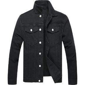 LZLER Mens Denim Jacket Stretchy Slim Fit Long Sleeve Jean Jacket for Men