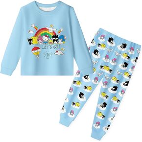 Charming Girls' Long Sleeve Set with Adorable Cartoon Prints - Comfortable and Cute - Ages 5 to 14