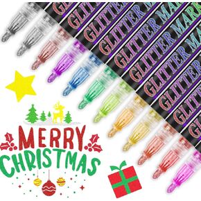 Glitter Marker Pens Shimmer Sparkle Paint Markers, Tween Teen Girl Gifts Trendy Stuff Crafts Art Supplies for Kids Ages 4 6 8 9 10 12 14 16 Year Old Glitter Art Marker for Kids Adults Crafts Supplies