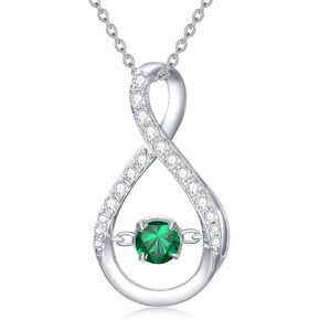 Infinity Pendant Necklace for Women 925 Sterling Silver Sparkle Birthstone Necklaces Anniversary Birthday Fine Jewelry Gifts for Women Girls Mom Her 18"-20"