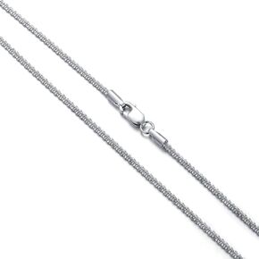 1.57mm Sterling Silver Crisscross Chain Necklace Sparkly Jewelry Birthday Gifts for Women Teen Girls 16, 18, 20, 22, 24 Inch