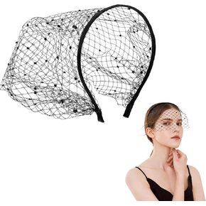 Molain Mesh Veil Headband for Women, 1920s Bridal Wedding Veil Elegant Fascinator Headpiece for Tea Party Fascinator Veil