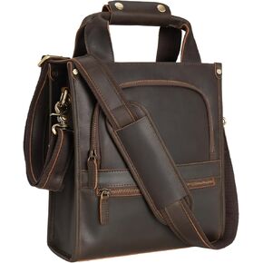 Masa Kawa Vintage Leather Crossbody Messenger Bag Men Women 11" Tablet Shoulder Bag Handbag Work Purse