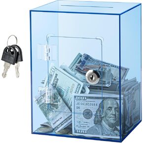 Hicocool Clear Piggy Bank مع قفل، بنك أكريليك Piggy Bank للبالغين والأطفال قابل للفتح، صندوق توفير المال قابل لإعادة الاستخدام مع مفتاح لعيد الميلاد (شفاف) in Kuwait