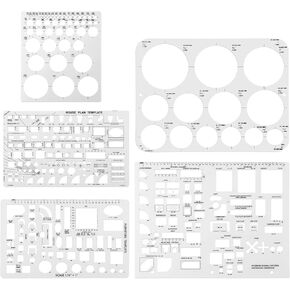 5 Pcs Circle Templates for Drafting, Measuring Rulers Circle Shape Stencil Plastic Painting Geometry Drawing Templates for Crafts Clear Circle Stencils for Building Formwork Office School Supplies
