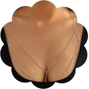 Bounzhi Crossover Body Chain Thin Bra Bikini Waist Belly Body Chains Beach Body Necklace for Women