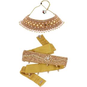 THANU'S CRAFT Women cloth embroidery saree Kamarband Belly Waist Hip Belt stretchable Belly Chain vaddanam for wedding