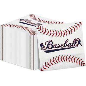 100 Pcs Baseball Napkins for Baseball Party Supplies, Baseball Sports Themed Napkins Disposable for Kids Birthday, Baby Shower, Baseball Party Favors