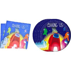40pck Among Party Supplies include 20 plates, 20 napkins for the Among birthday party decoration